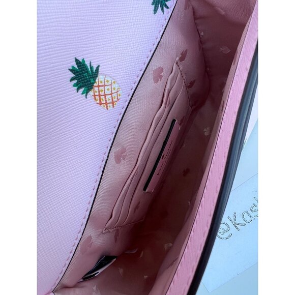 Kate Spade crossbody top handle purse pineapple print square pink multi - Picture 8 of 12